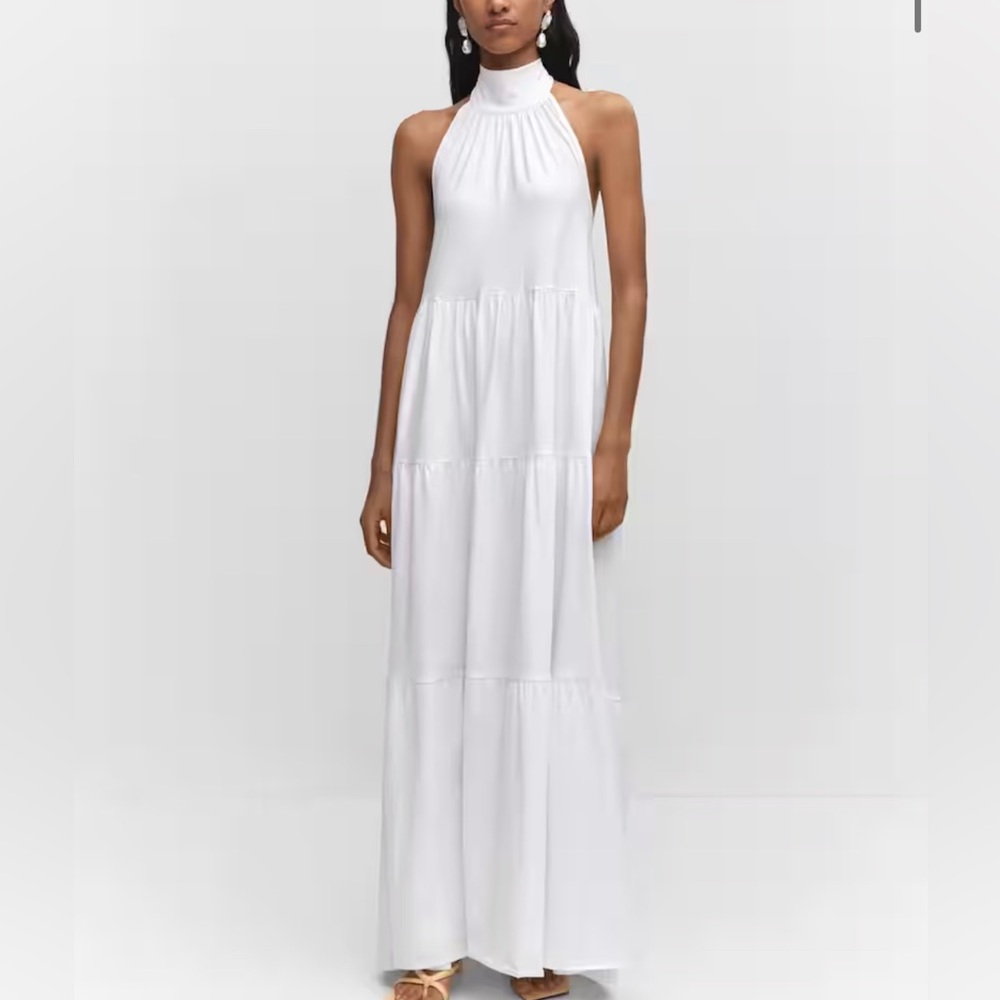 MANGO HALTER-NECK OPEN BACK DRESS